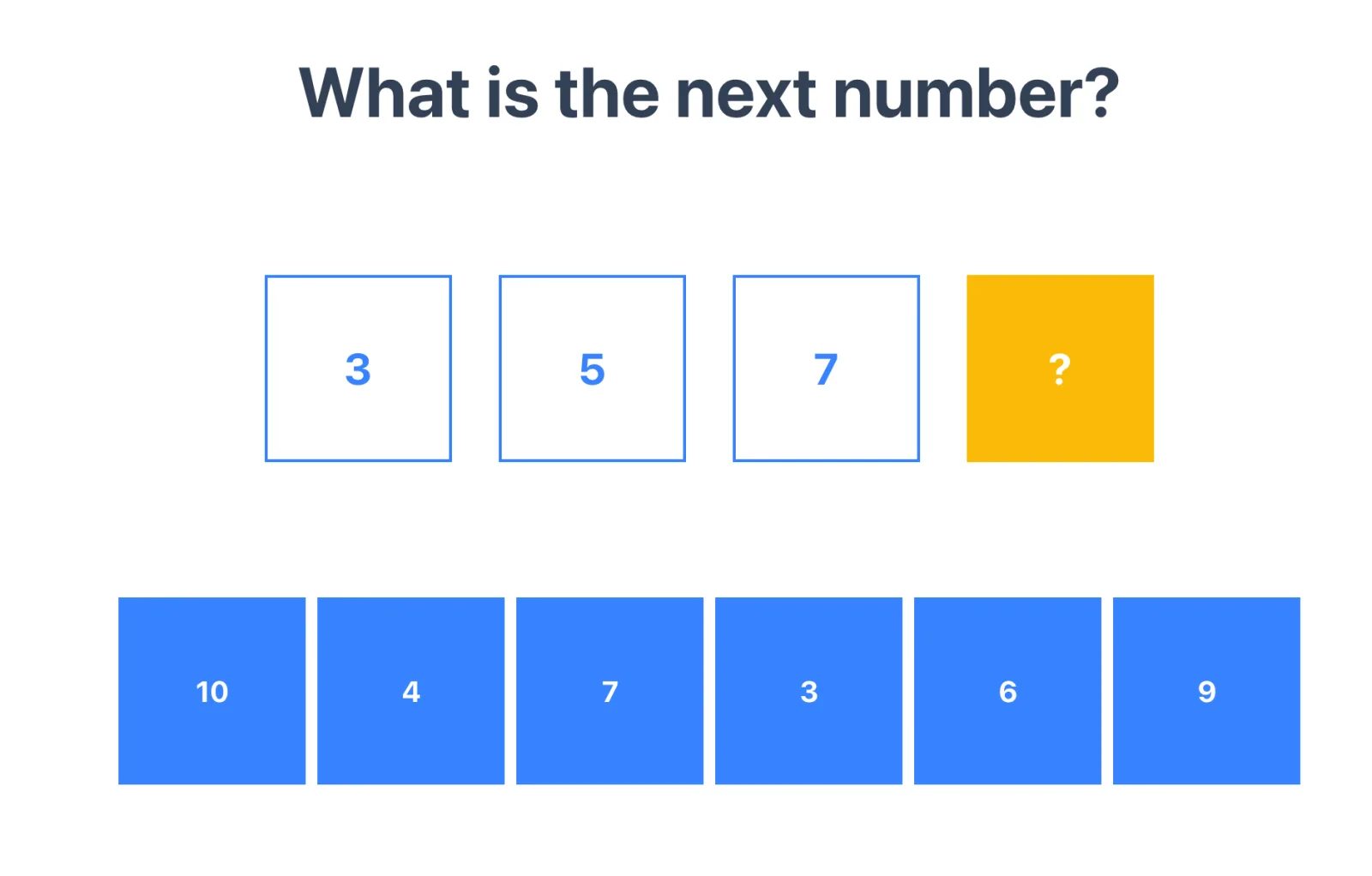 A WLearn number sequence game asking students for the next number